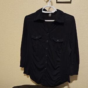89th & Madison Black Button Down Shirt